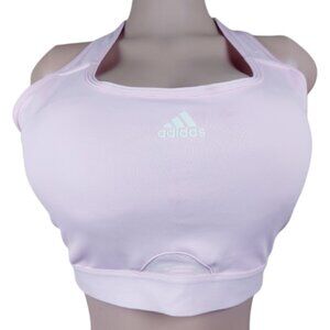 Adidas Women's Baby Pink Powerreact Training Medium-Support Sports Bra Size 2X
